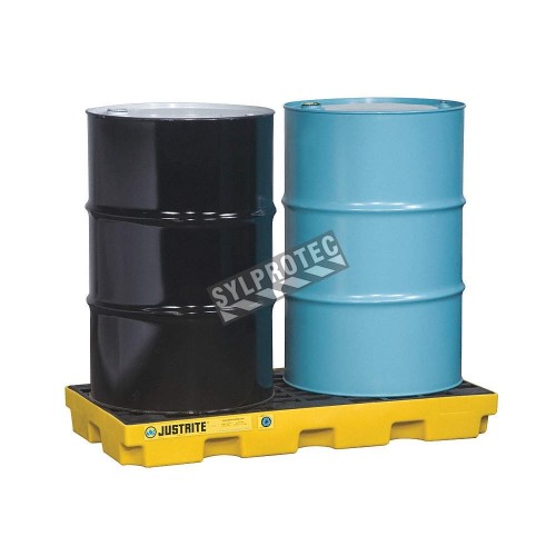 Drum accumulation center for spill control, fits 2 drums, capacity 24 US gallons (91 liters).