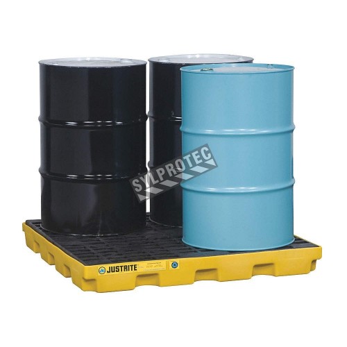Drum accumulation center for spill control, fits 4 drums, capacity 49 US gallons (185 liters).