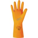 Orange latex glove textured 13 in long and 29 mils thick