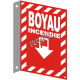 Affiche d’urgence et d’incendie «Feu Boyau» hachuré transversale, en divers formats & matériaux.