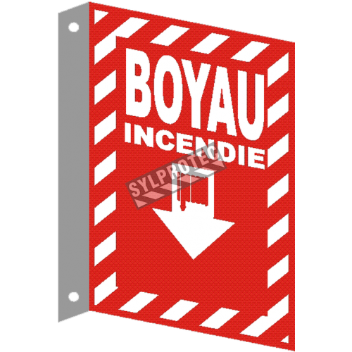 French emergency &quot;Fire Hose&quot; with transverse crosshatch, sign in various sizes, shapes.
