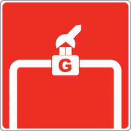 Affiche d’incendie en aluminium pour robinet d’arrêt manuel sur la tuyauterie de gaz