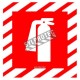 Affiche d’urgence et d’incendie «Extincteur d'incendie à l'intérieur Fire extinguisher inside» en vinyle autocollant