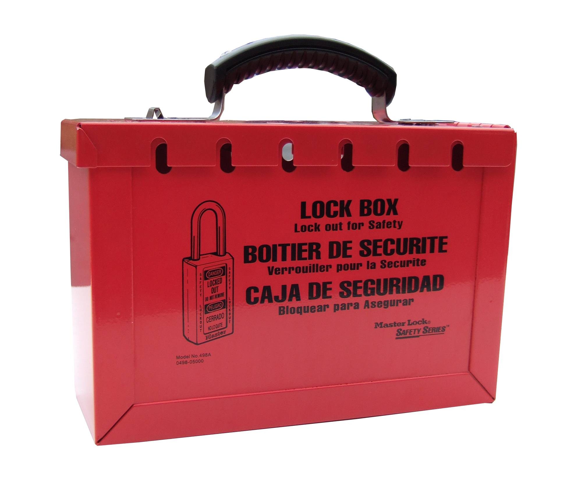 Boîte de verrouillage rouge, pour groupe de travailleurs en procédure de  cadenassage.
