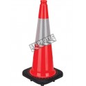 Orange traffic cone whit 4 in collar, 28 in. long, weight: 7.5 lbs. Made from 100% PVC.