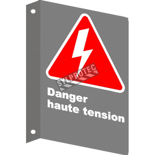 Affiche CSA «Danger haute tension» en français: divers formats, matériaux &amp; langues + options