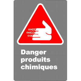 French CSA "Danger Chemical Products" sign in various sizes, shapes, materials & languages + options