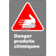 French CSA "Danger Chemical Products" sign in various sizes, shapes, materials & languages + options