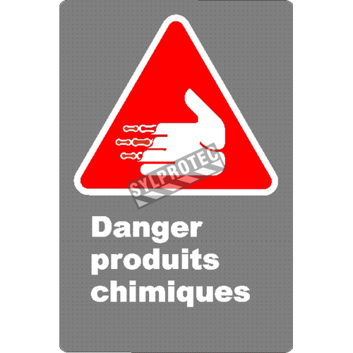 Affiche CSA «Danger produits chimiques» en français: divers formats, matériaux & langues + options