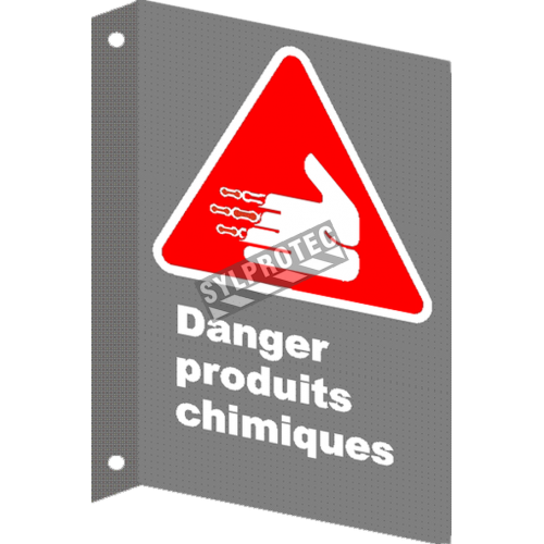 Affiche CSA «Danger produits chimiques» en français: divers formats, matériaux &amp; langues + options