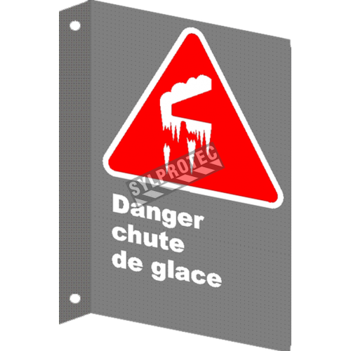 French CSA &quot;Danger Falling Ice&quot; sign in various sizes, shapes, materials &amp; languages + options