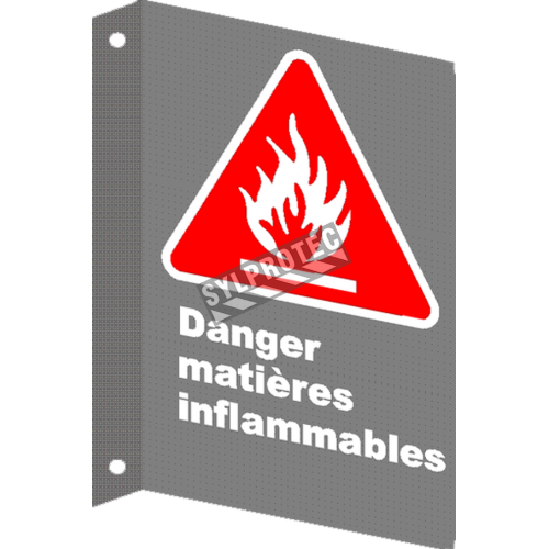 French CSA &quot;Danger Flammable Materials&quot; sign in various sizes, shapes, materials &amp; languages + options