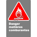 Affiche CDN «Danger matières comburantes» en français: divers formats, matériaux & langues + options