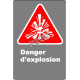 Affiche CSA «Danger d’explosion» en français: divers formats, matériaux & langues + options