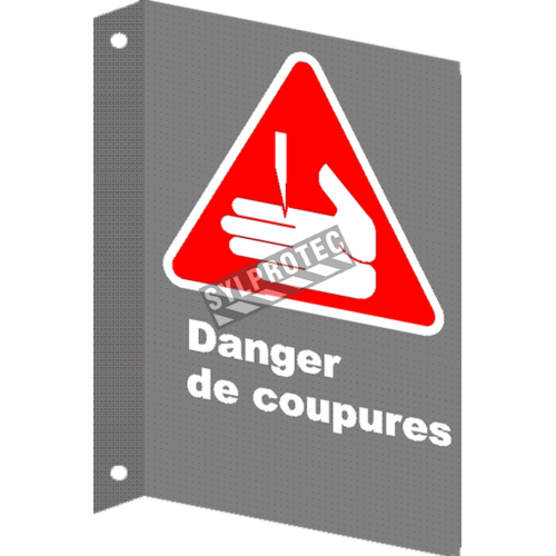 French CSA &quot;Danger Cutting Hazard&quot; sign in various sizes, materials &amp; languages + options