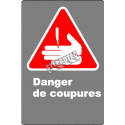Affiche CDN «Danger de coupures» en français: langue, format & matériau divers + options