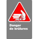 Affiche CDN «Danger de brûlures» en français: langue, format & matériau divers + options