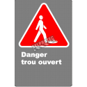French CDN "Danger Open Hole" sign in various sizes, materials & languages + options