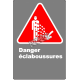 French CSA "Danger Splashing Hazard" sign in various sizes, materials & languages + options