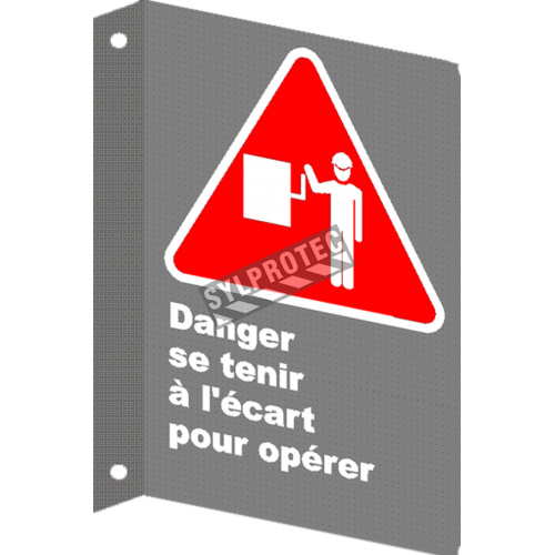 French CSA &quot;Danger Keep Clear When Equipment is Running&quot; sign in various sizes &amp; materials + options