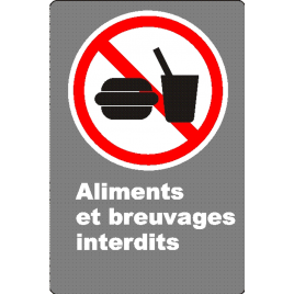 French CSA "No Food or Drink" sign in various sizes, shapes, materials & languages + optional features