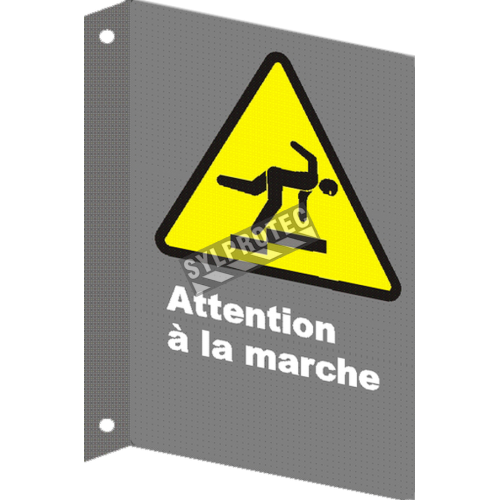 French CSA &quot;Watch Your Step&quot; sign in various sizes, shapes, materials &amp; languages + optional features