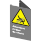 French CSA "Caution Fall Hazard" sign in various sizes, shapes, materials & languages + optional features
