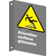 French CSA "Caution Slippery Surface" sign in various sizes, shapes, materials & languages + optional features