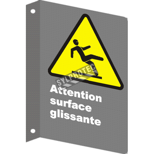 French CSA &quot;Caution Slippery Surface&quot; sign in various sizes, shapes, materials &amp; languages + optional features