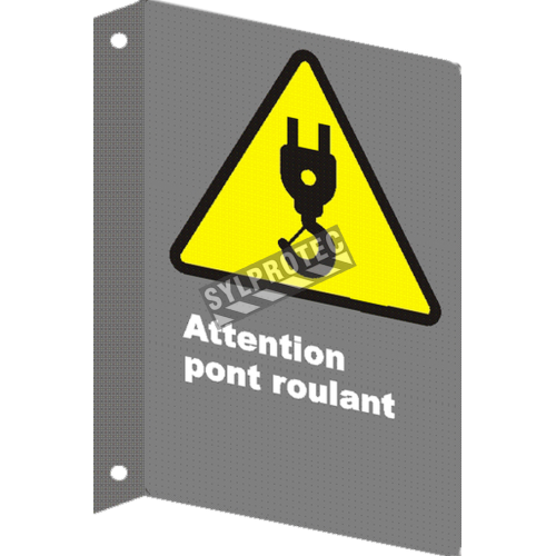 French CSA &quot;Caution Look Out For Crane&quot; sign in various sizes, shapes, materials &amp; languages + optional features