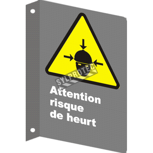 French CSA &quot;Caution Collion Hazard&quot; sign in various sizes, shapes, materials &amp; languages + optional features