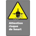 French CDN "Caution Collision Hazard" sign in various sizes, shapes, materials & languages + optional features