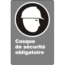 French CSA "Safety Helmet Mandatory" sign in various sizes, shapes, materials & languages + optional features