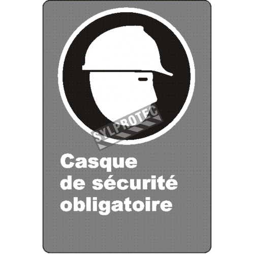 Affiche CSA « Casque de sécurité obligatoire » de langue française: langues, formats & matériaux divers + options