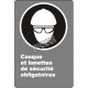 Affiche CSA «Casque et lunettes de sécurité obligatoires» en français: langues, formats & matériaux divers + options