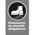 Affiche CDN «Chaussures de sécurité obligatoires» de langue française: langues, formats & matériaux divers + options