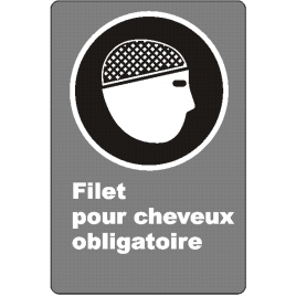 French CSA "Hairnet Mandatory" sign in various sizes, shapes, materials & languages + optional features