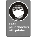 Affiche CDN «Filet pour cheveux obligatoire» de langue française: langues, formats & matériaux divers + options