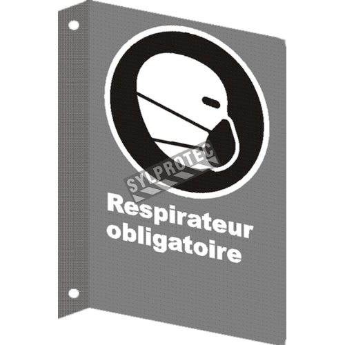 French CSA &quot;Respirator Mandatory&quot; sign in various sizes, shapes, materials &amp; languages + optional features