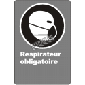 French CDN "Respirator Mandatory" sign in various sizes, shapes, materials & languages + optional features