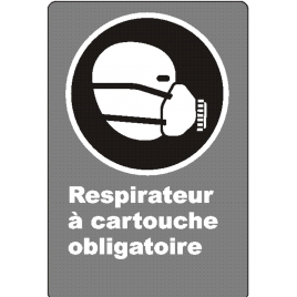 French CSA "Cartridge Respirator Mandatory" sign: many sizes, shapes, materials & languages + optional features