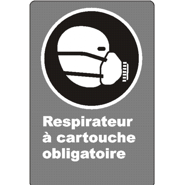 Affiche CSA «Respirateur à cartouche obligatoire» en français: langues, formats & matériaux divers + options