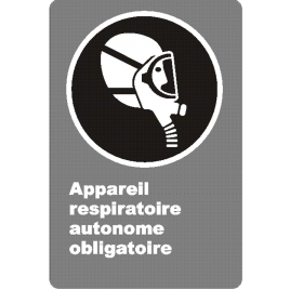 Affiche CSA «Appareil respiratoire autonome obligatoire» en français: langues, formats & matériaux divers + options