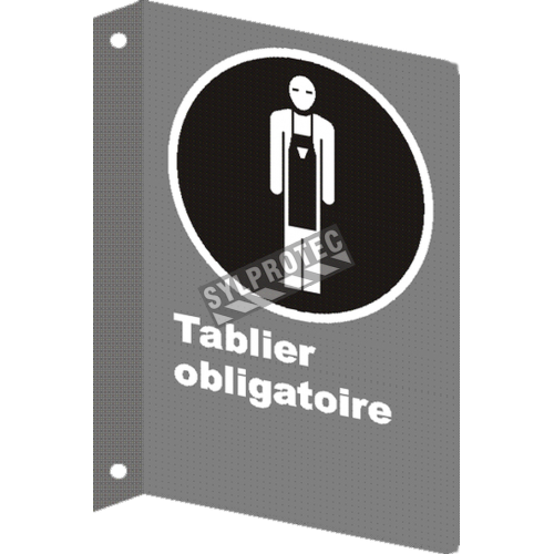 French CSA &quot;Protective Apron Mandatory&quot; sign in various sizes, shapes, materials &amp; languages + optional features