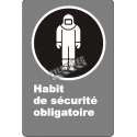 French CDN "Protective Clothing Mandatory" sign in various sizes, shapes, materials & languages + optional features