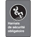 French CDN "Safety Harness Mandatory" sign in various sizes, shapes, materials & languages + optional features