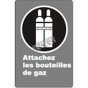 French CDN "Attach Gas Cylinder" sign in various sizes, shapes, materials & languages + optional features