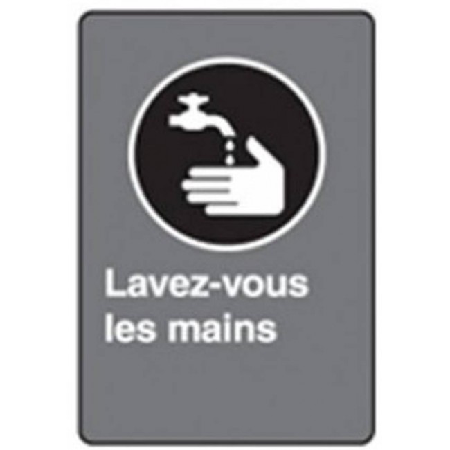 French CSA "Wash Your Hands" sign in various sizes, shapes, materials & languages + optional features