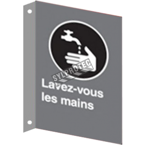 French CSA &quot;Wash Your Hands&quot; sign in various sizes, shapes, materials &amp; languages + optional features