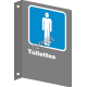French CSA men "Toilette" sign in various sizes, shapes, materials & languages + optional features